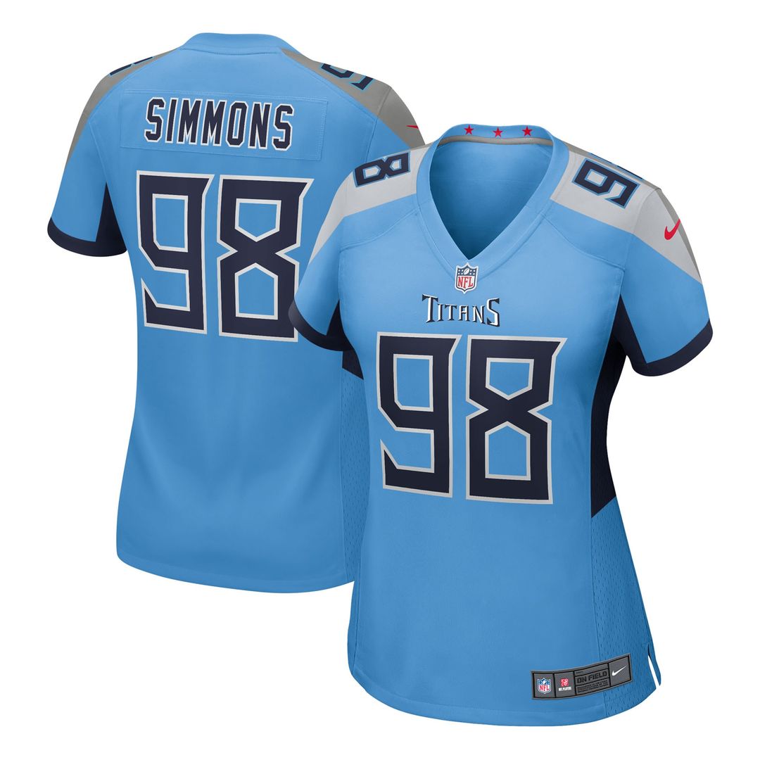 Jeffery Simmons Tennessee Titans Nike Women's Team Game Jersey - Light Blue